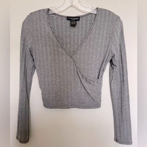 • SEE YOU MONDAY • CROP FAUX WRAP TOP •